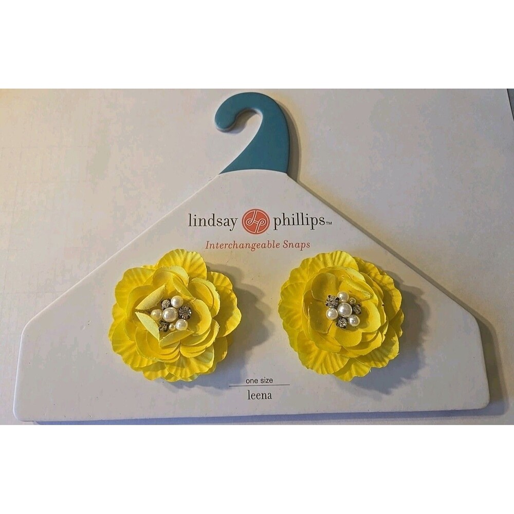 New Lindsay Phillips Leenw Shoe Snaps Yellow Flower Rhinestone Interchangeable
